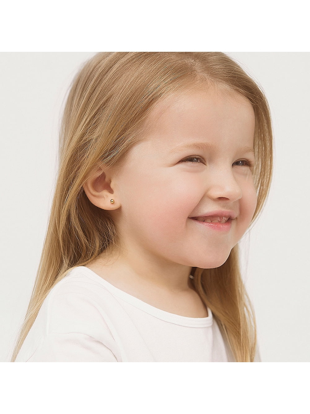 14k Yellow Gold 3mm Classic Little Ball Screw Backs for Babies to Toddler Girls