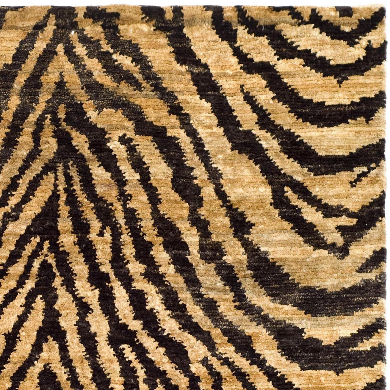 SAFAVIEH Bohemian Nick Tiger Stripes Hemp Area Rug, Natural/Black, 4' x 6'