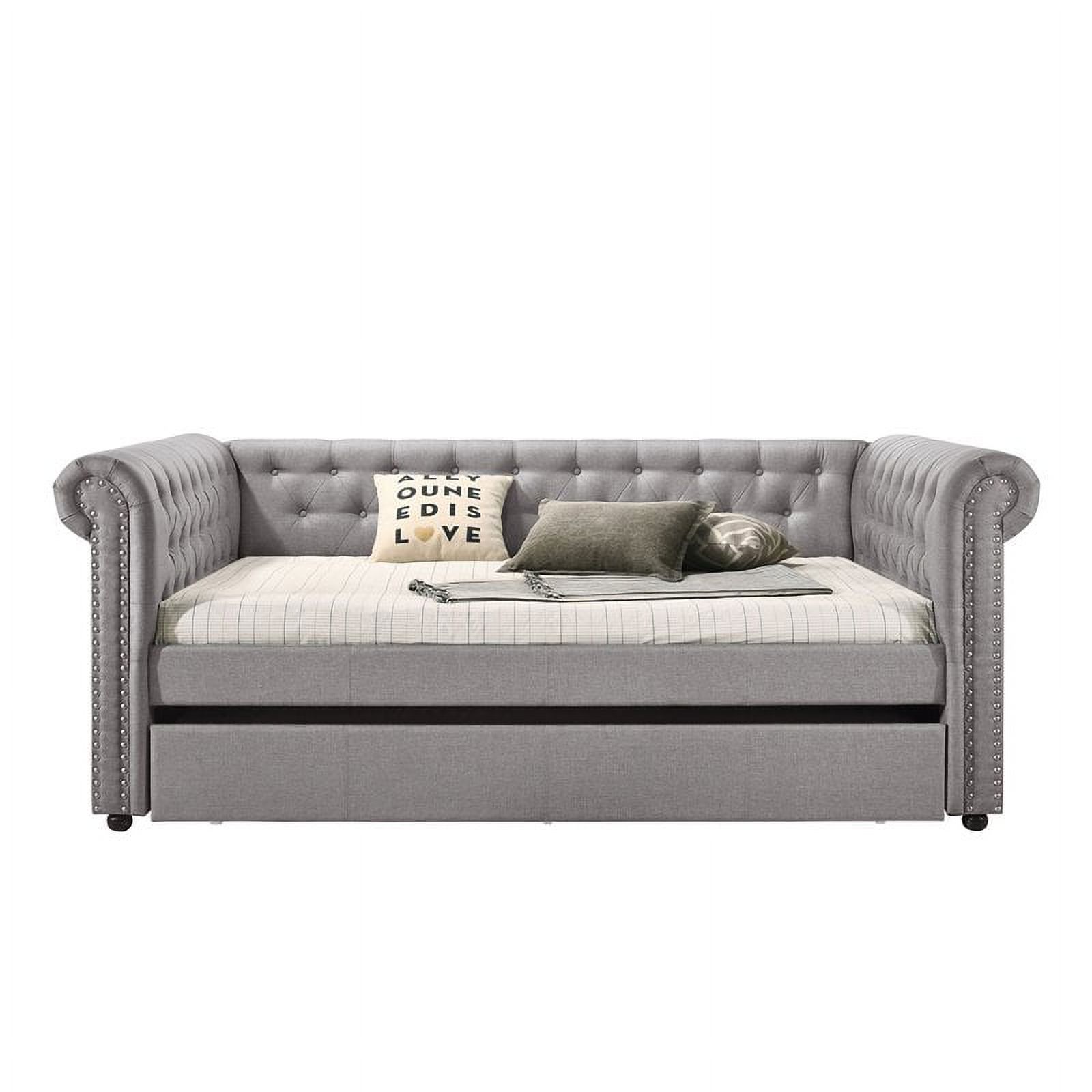 Bowery Hill Full Daybed and Twin Trundle in Smoke Gray Fabric