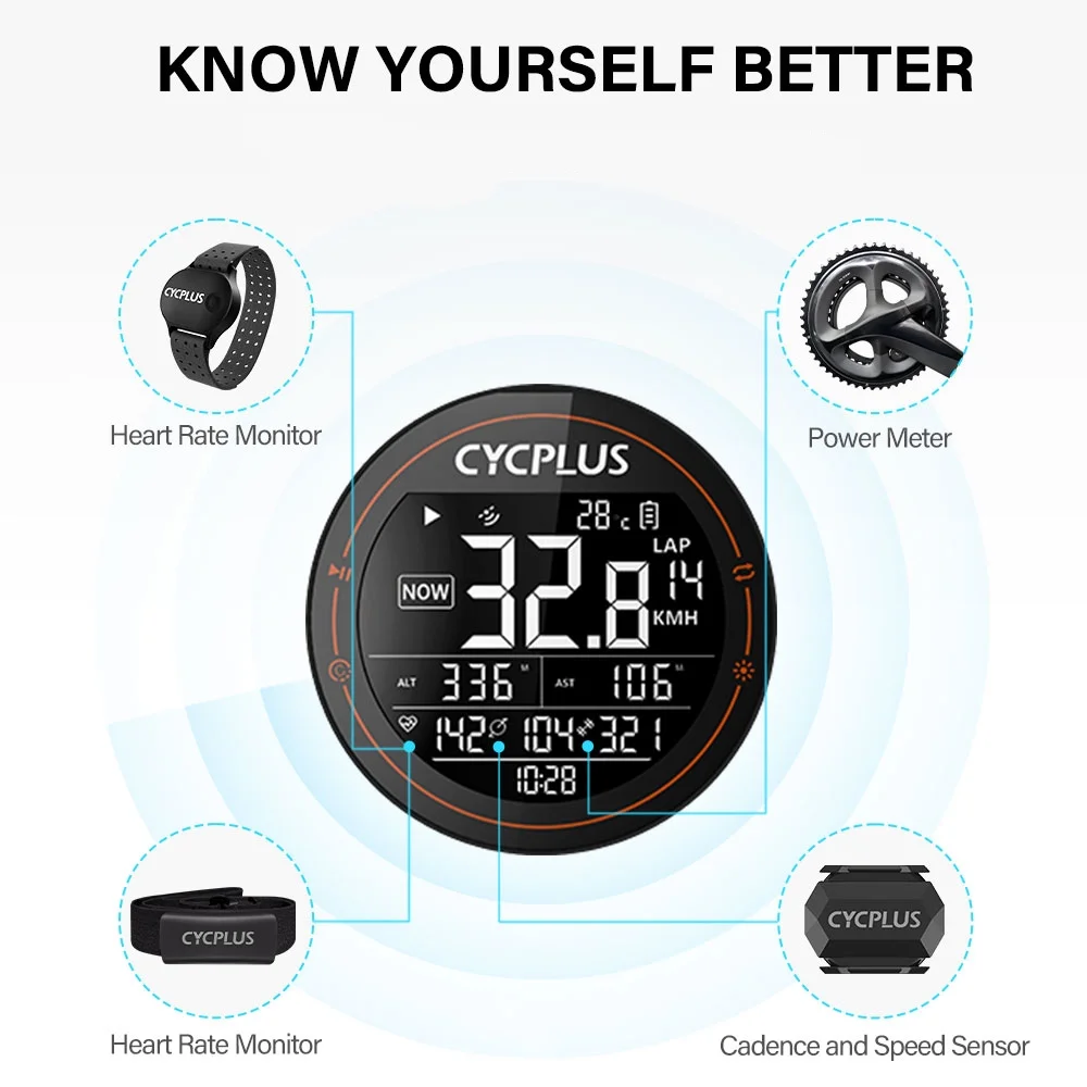 CYCPLUS Biker Speedometer,Mountain Bike With Cadence Bike Road Bike Computer Ant+ Bt Bike Wireless Computer And Waterproof ComputerWaterproof Computer Mtb Wireless Computer Ant+