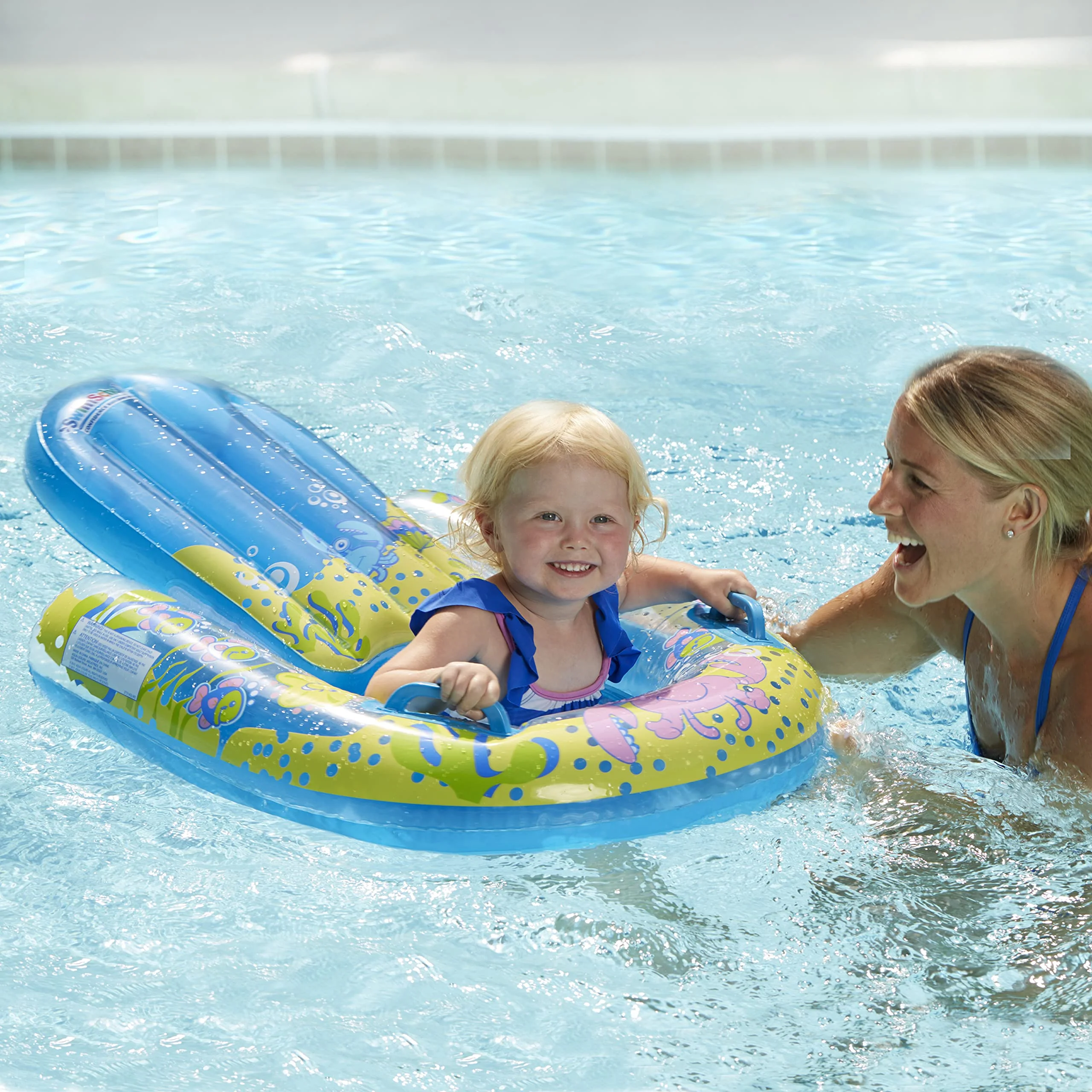 SwimSchool 4-in-1 Progressive Swim Training System, Baby Pool Float, Baby Boat, Cruiser, Kick Float, Kickboard, Safety Seat, 18 Months & Up Combo 4-in-1 Baby Boat, Cruiser, Kickboard