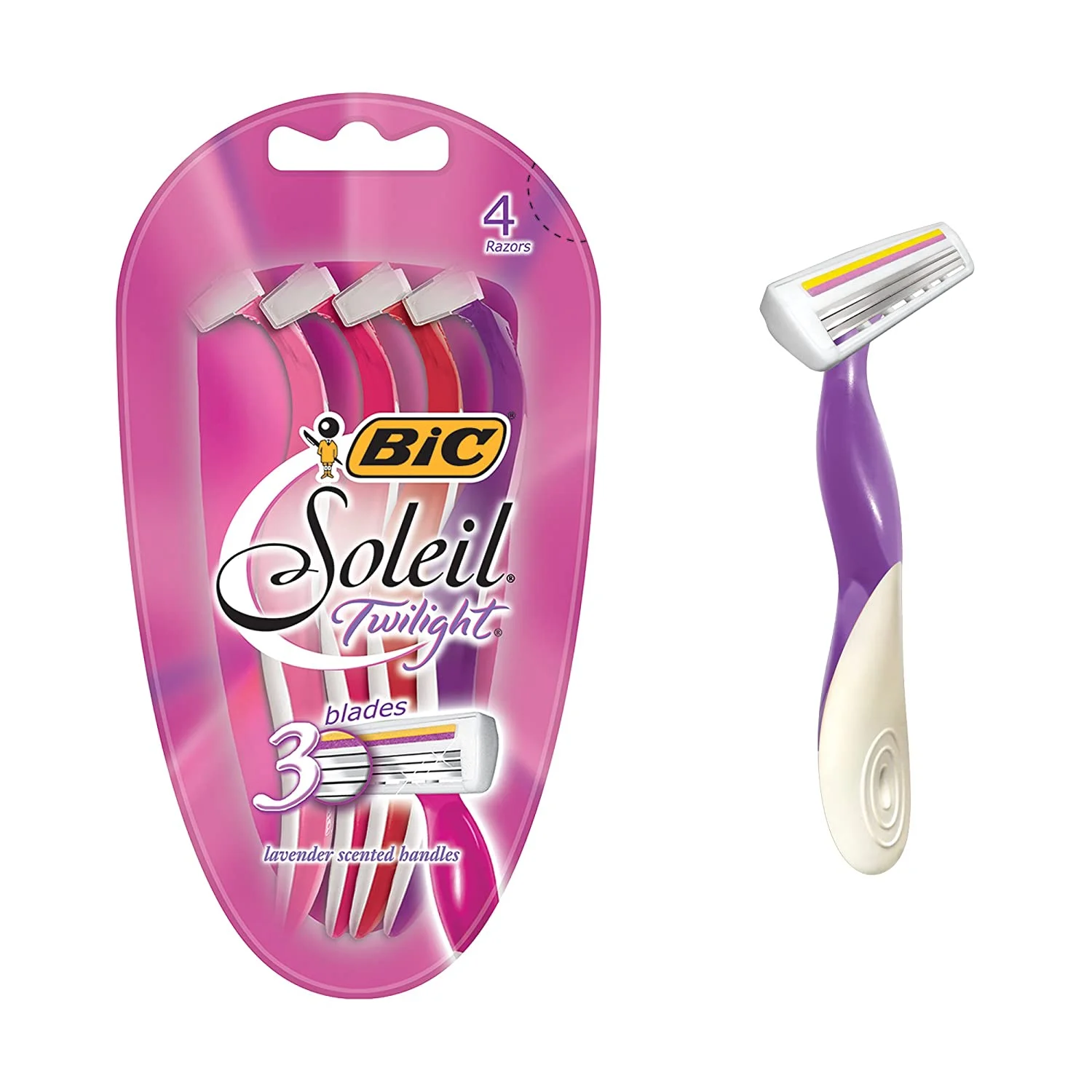 Bic Soleil Sensitive Skin Triple Blade Shaver For Women, Twilight - 4 Ea, 3 Pack