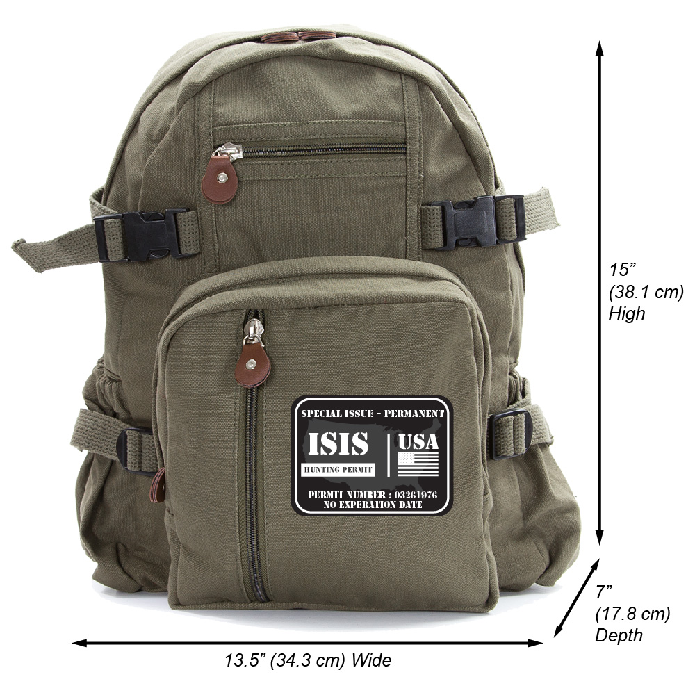 ISIS Hunting Permit Army Sport Backpack Bag Olive & Black, Small