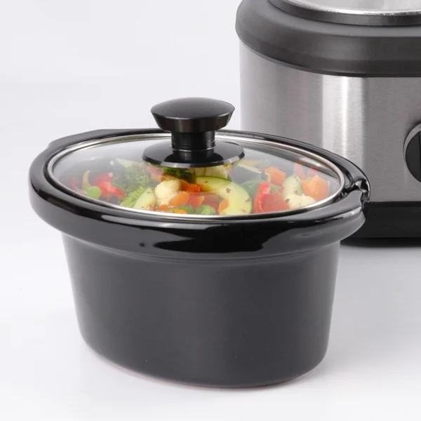 Toastmaster Triple 1.5 Qt Slow Cooker, Stainless Steel Buffet Server with Black Accents, Model TM-318BS