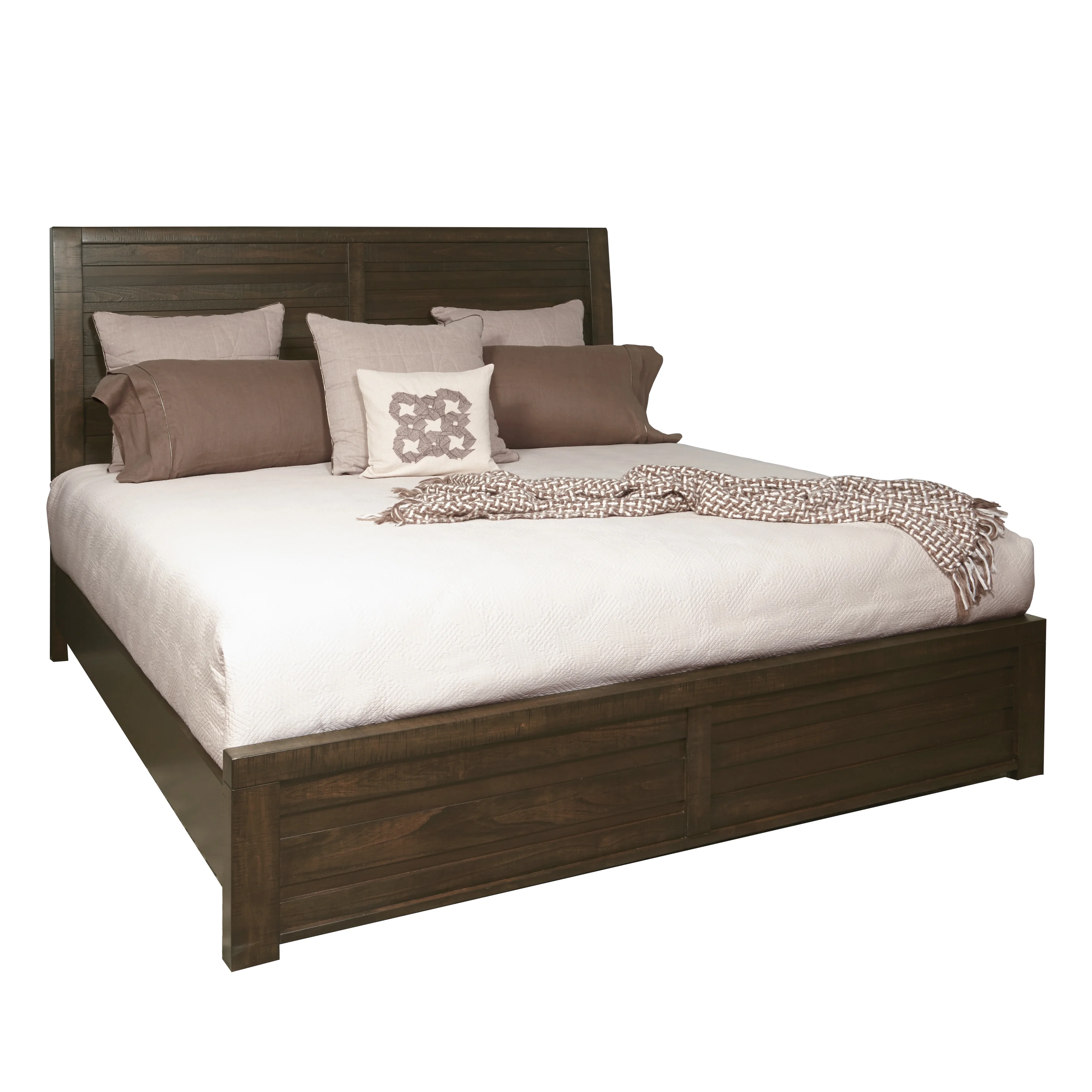 Sedona Transitional Wood Bedroom Set, Panel King Bed with Two Nightstands in Espresso