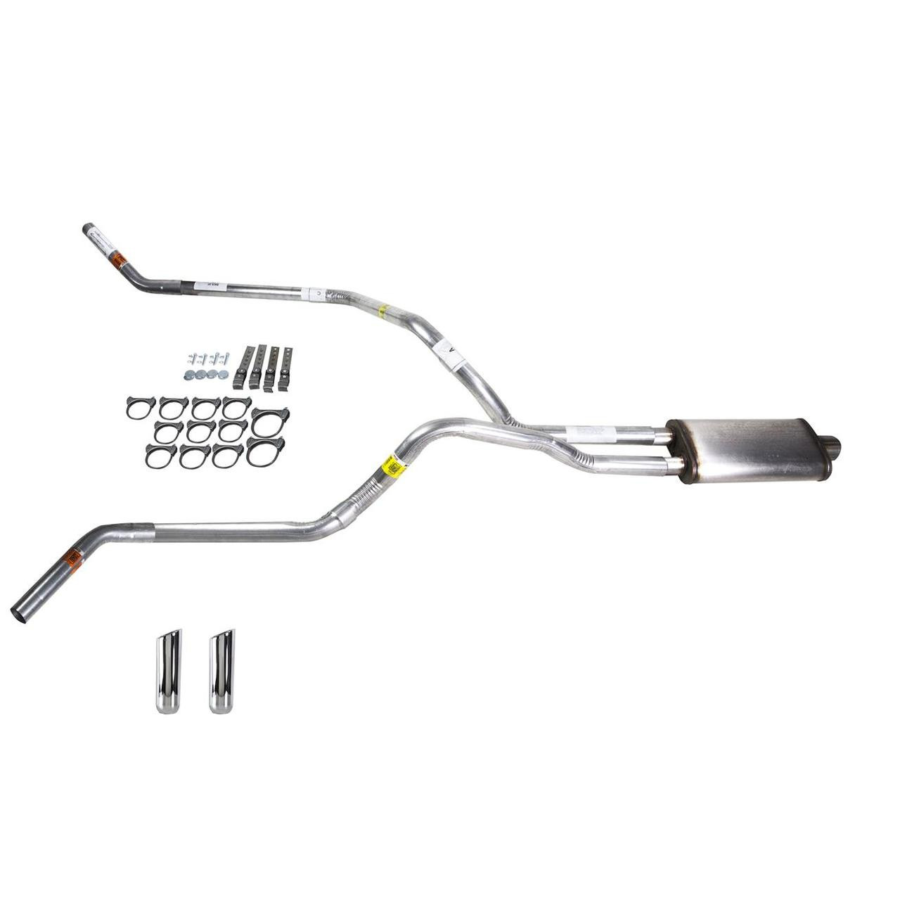 Dual exhaust 2.5 pipe Stainless muffler RW Tip Corner exit Fits Dakota 97-05