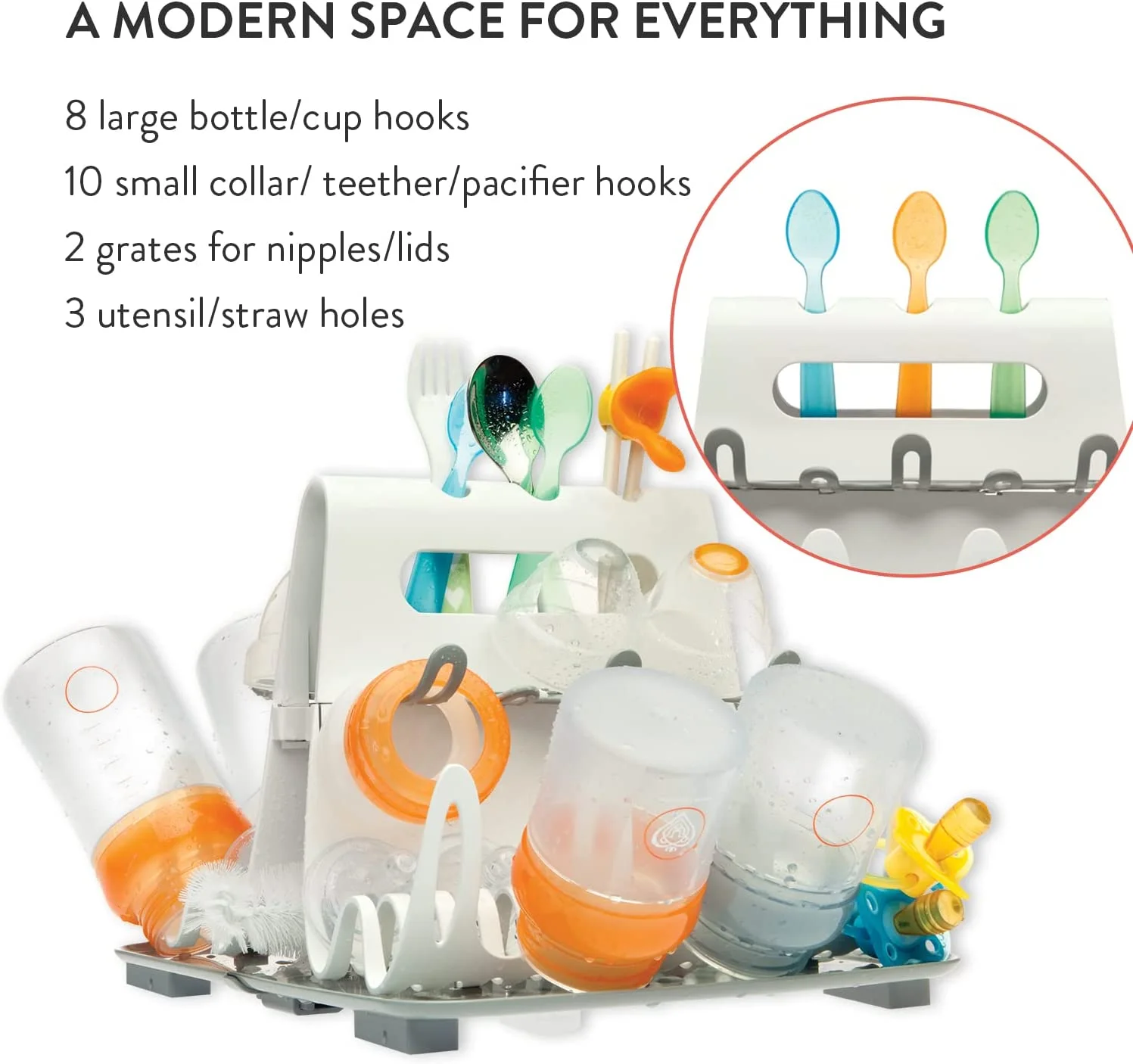 Prince Lionheart Deluxe Drying Station Kit with Infant Dishwasher Basket, Essential Home Item, Holds Up to 8 Large Bottles, Accommodates Many Feeding Accessories and Teething Toys