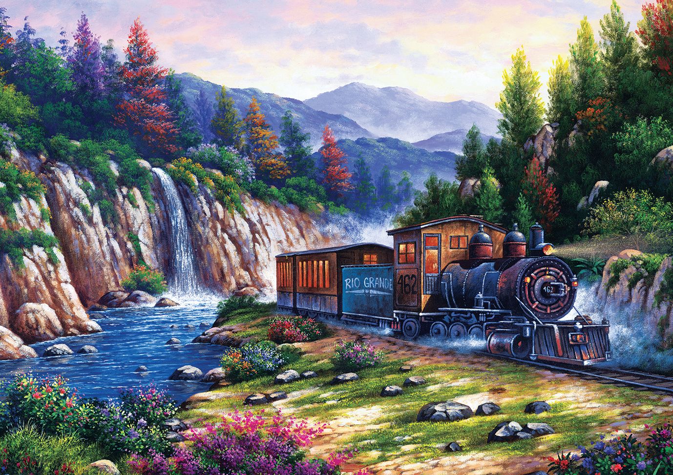 Heidi Art Puzzle Train Following the River 1000 Piece Jigsaw Puzzle