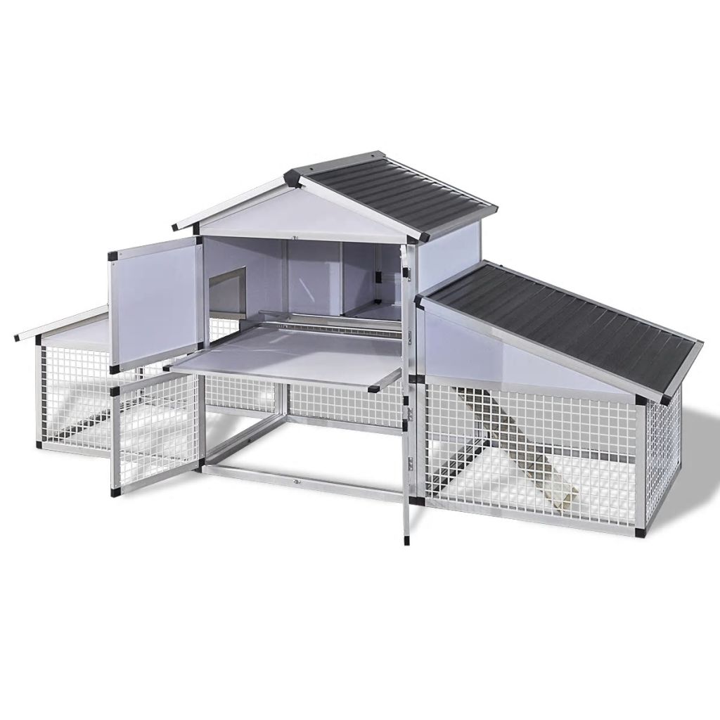 Carevas Chicken Coop with Runs and Nest Box Aluminum