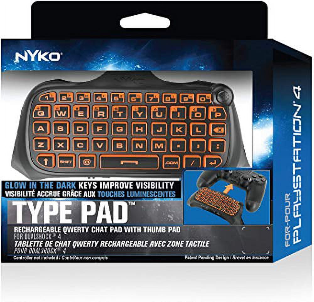 Nyko Type Pad - PlayStation 4 with Built-in Rechargeable Battery, Built-in Speaker without the need for a Headset, .com Shortcut and Full QWERTY Style Keyboard