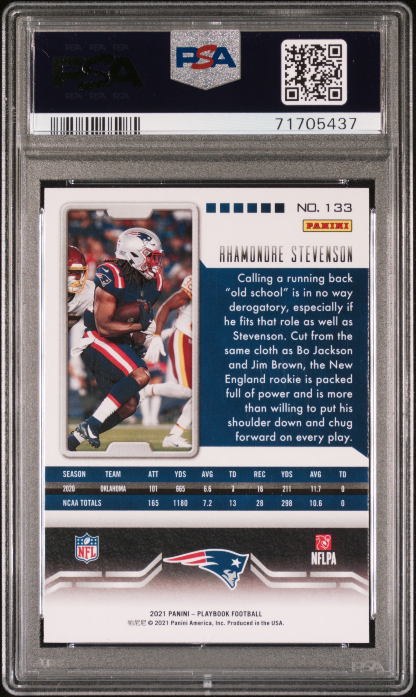 Rhamondre Stevenson 2021 Panini Playbook Sparkle Rookie Card #133 PSA 10