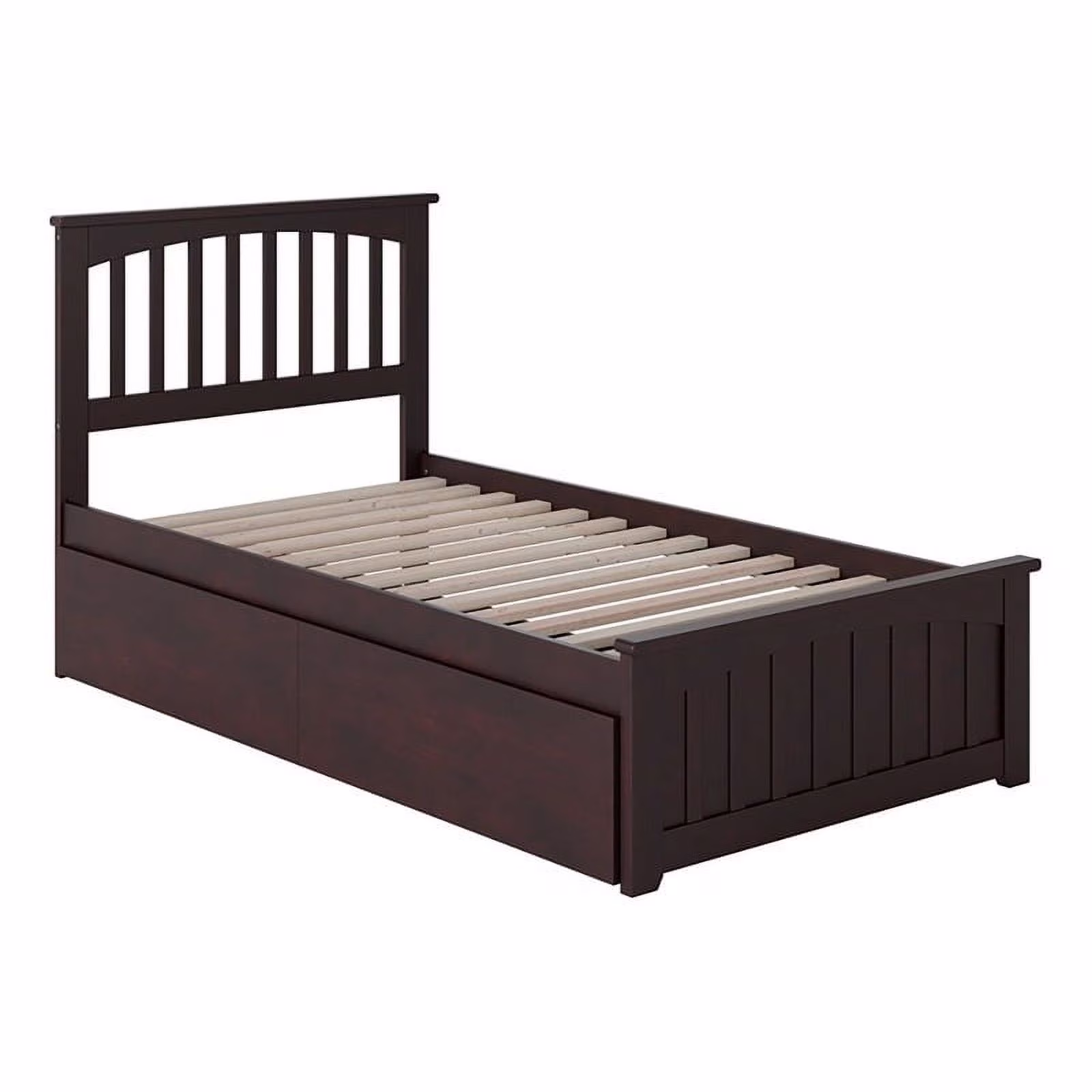 Leo & Lacey Farmhouse Solid Wood Twin XL Storage Platform Bed in Espresso