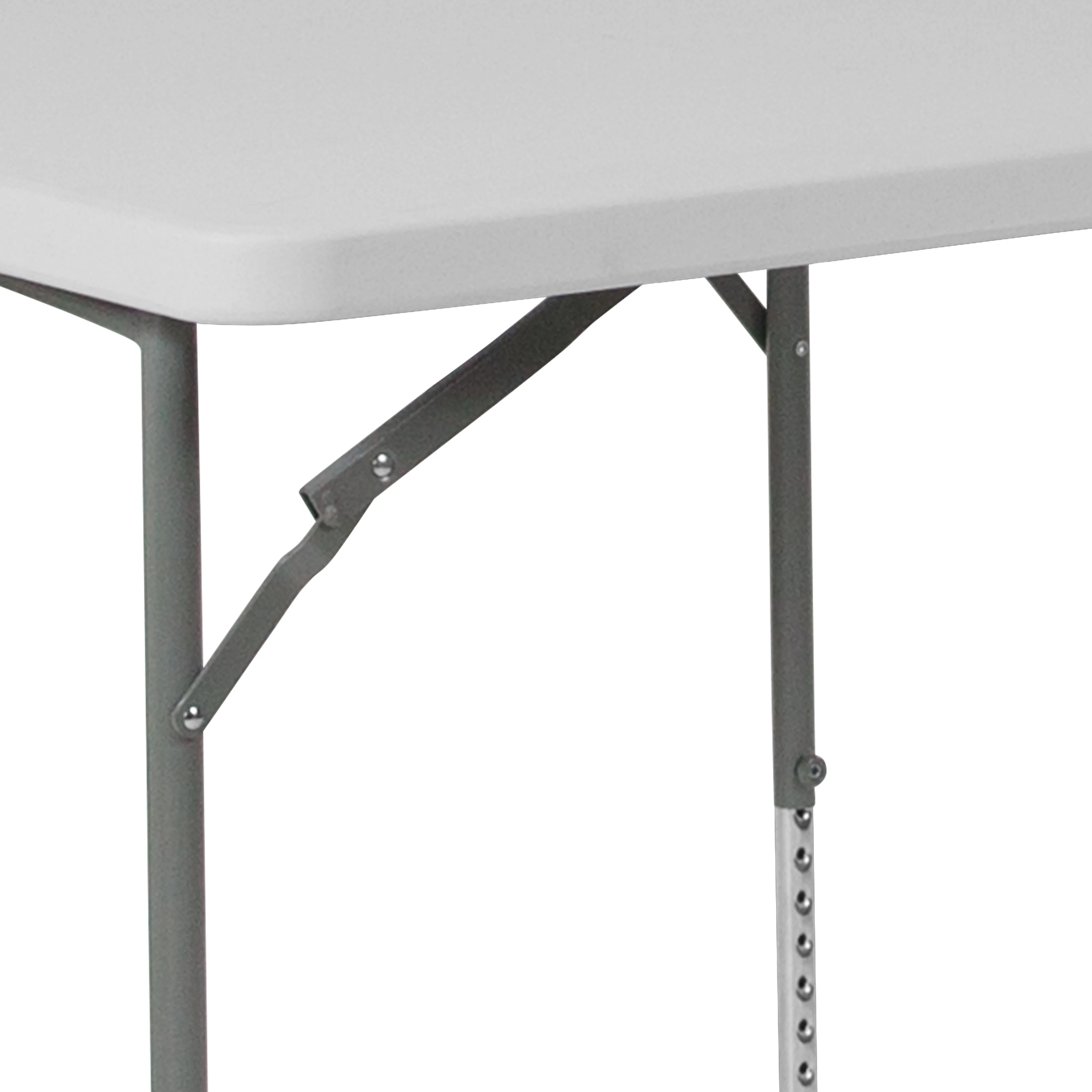 Emma + Oliver 2.79-Foot Square Height Adjustable Granite White Plastic Folding Table