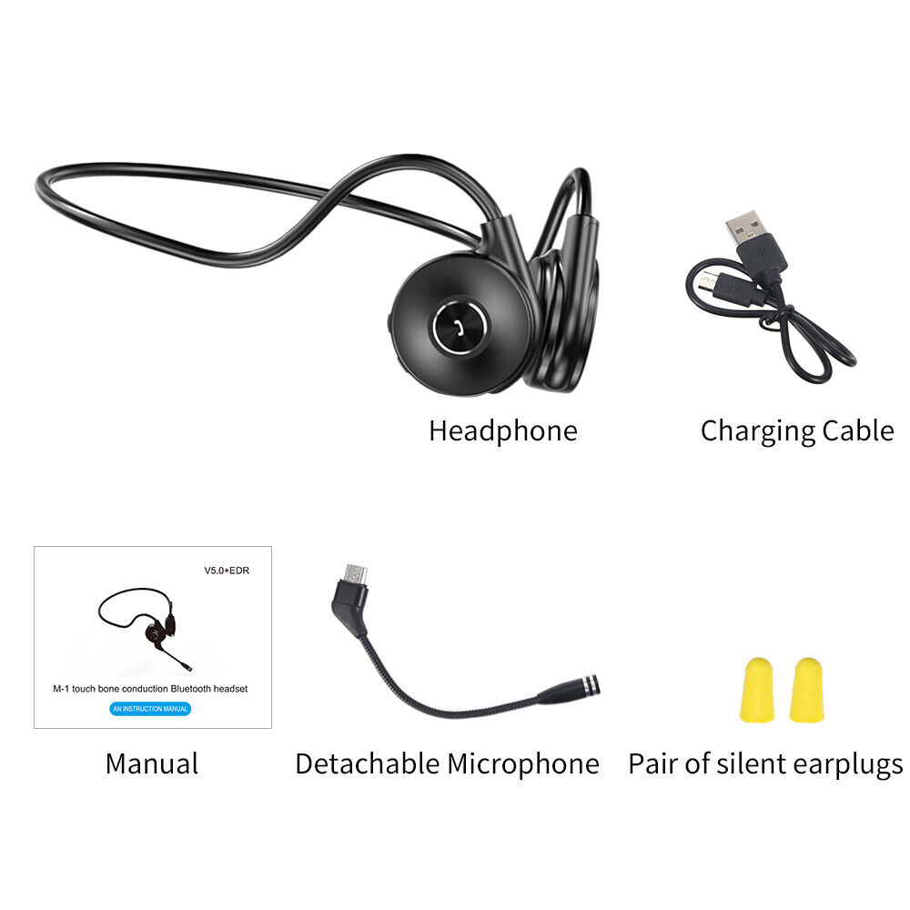 Bluetooth 5.0  Wireless Bone Conduction Headsets Open Ear Headphones MIC