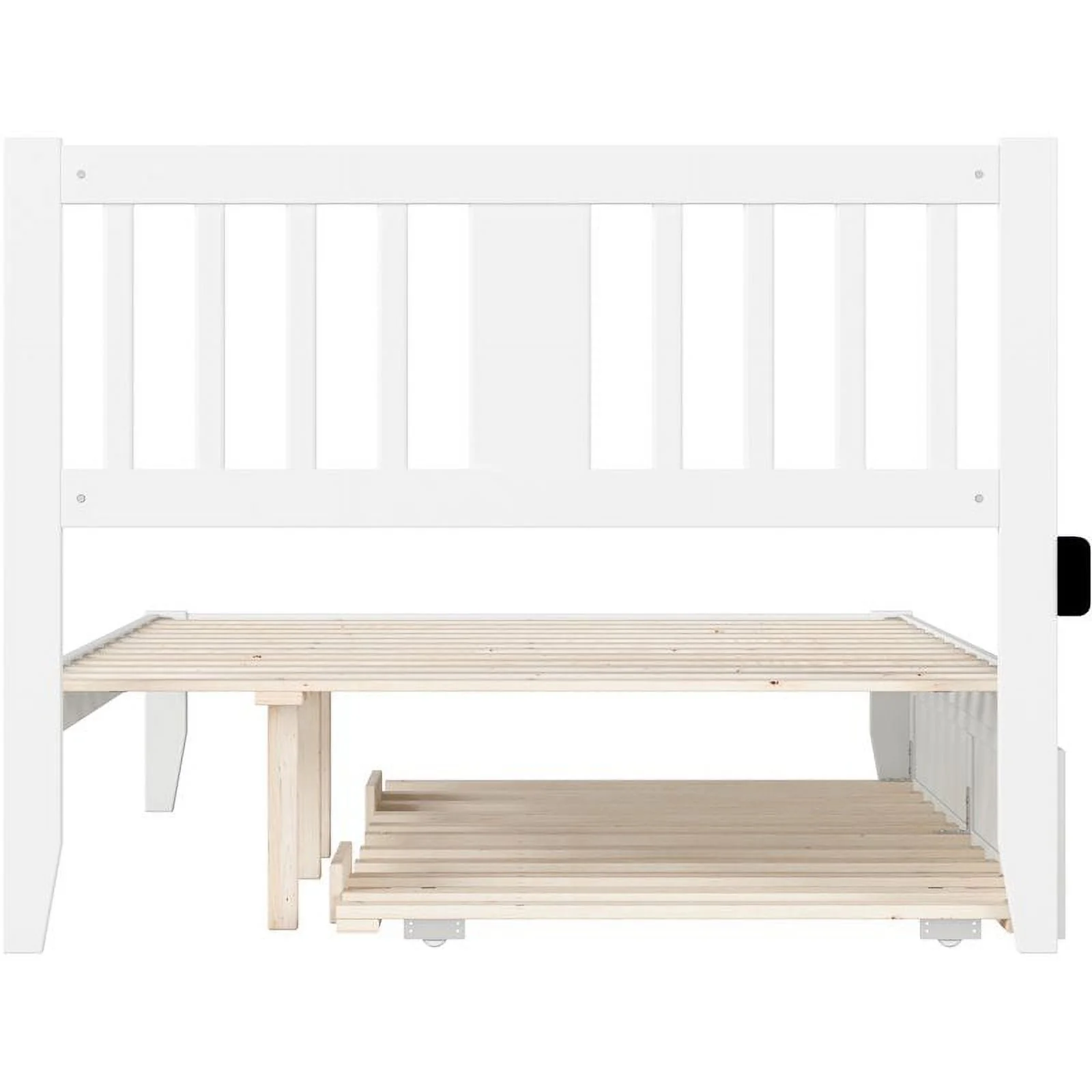 Pemberly Row Full Spindle Bed and Trundle with USB Charger in White