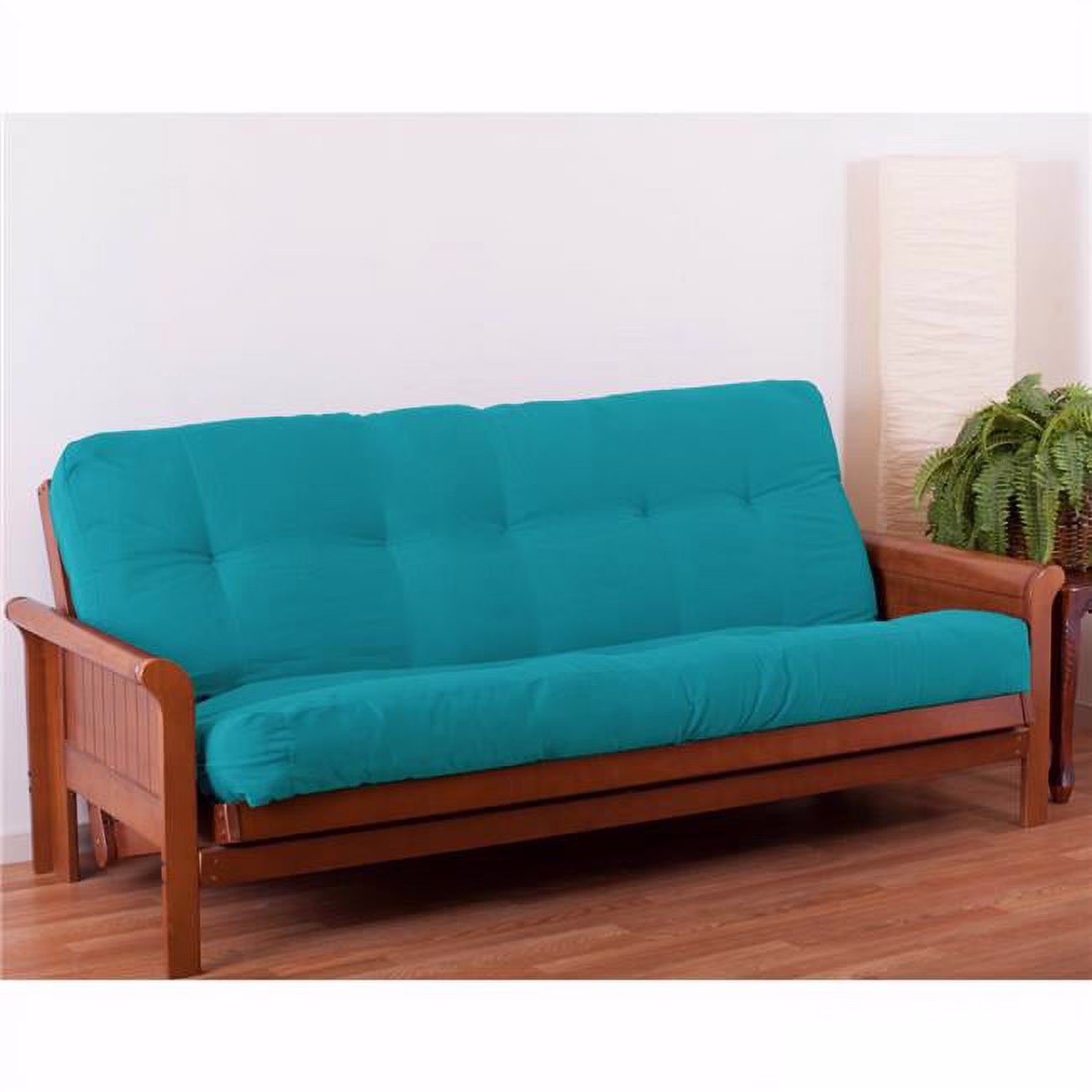 7 in. Renewal Twill Queen Size Futon Mattress, Aqua Blue