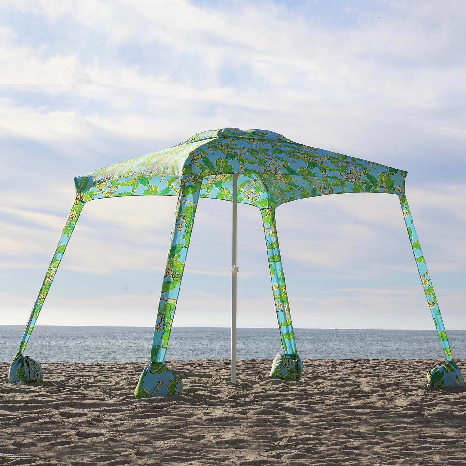 LIHONG , 6.2'×6.2' Beach Canopy, Easy Set up and Take Down, Cool Cabana Beach Tent with Sand Pockets, Instant with Privacy , Banana