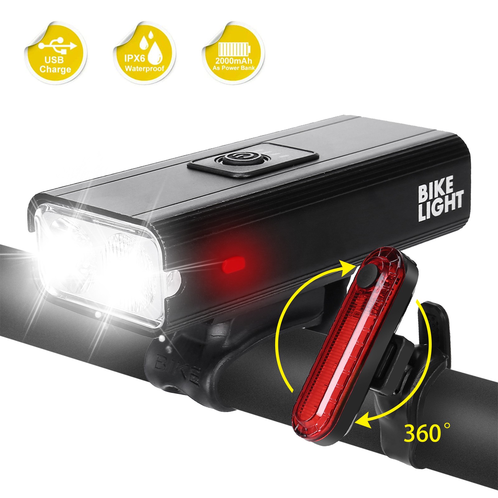 Mnycxen Ultra Bright Bike Light Set IPX6 Bike Lamp Cycling Front Headlight And Taillight