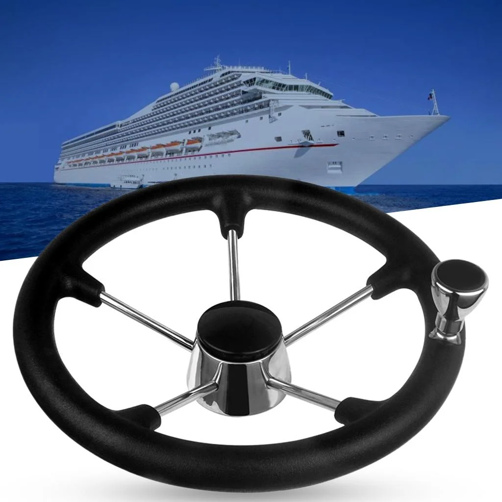 Dovewill Marine Steering Wheel 5-Spoke 13-1/2 Inch Stainless Boat Steering Wheel