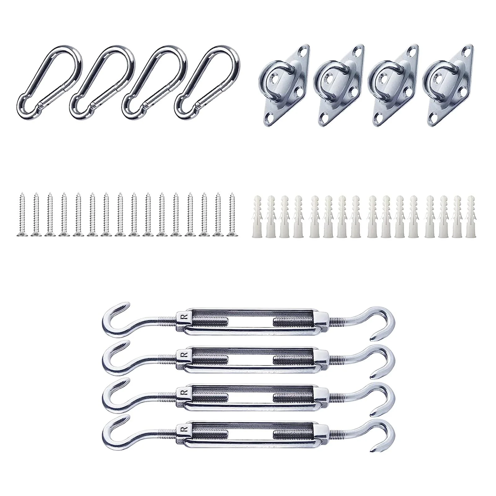 Awning Attachment Set Shade Sail Hardware Kits Installation Fittings Tool Anti Rust Adjustable Turnbuckle Canopy Installation Kits for Patio