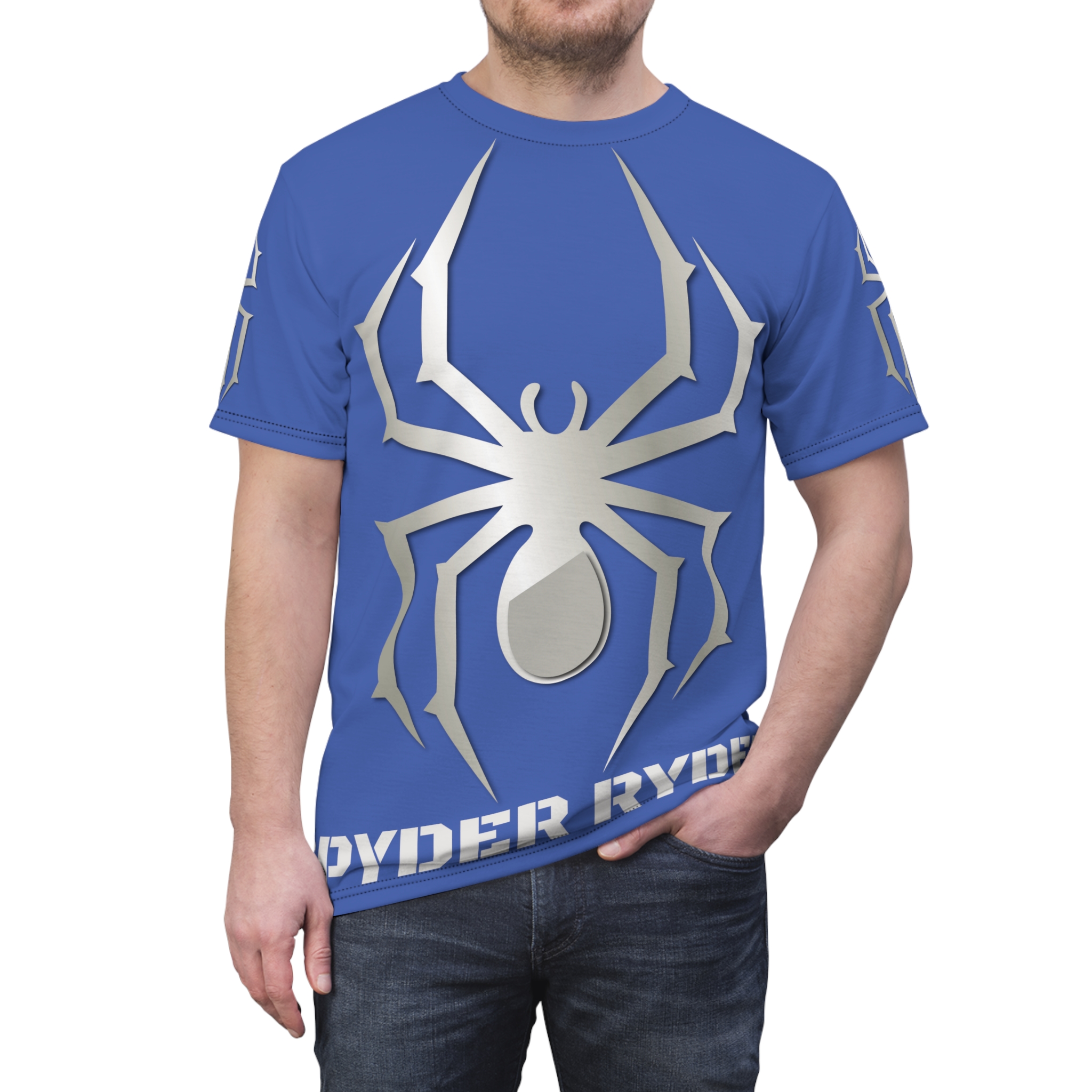 Unisex Cut & Sew Tee (AOP) - Spyder Ryder - Three Wheel Motion - Royal Blue