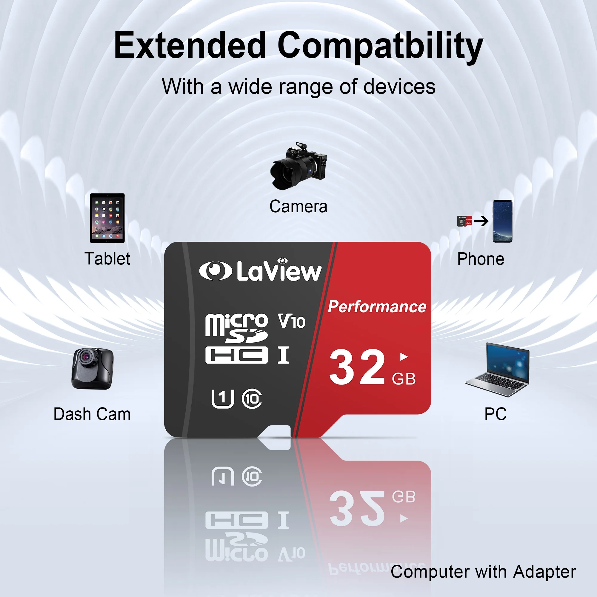 LaView 32GB Micro SD Card 5 Pack, Micro SDXC UHS-I Memory Card – 95MB/S for Computer with Adapter/Phone/Tablet/PC