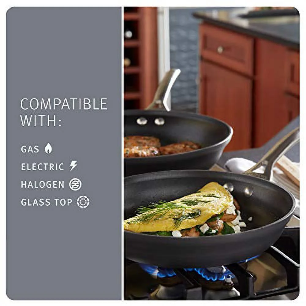 Used Calphalon Aluminum Nonstick Cookware 10-inch and 12-inch Set, Black