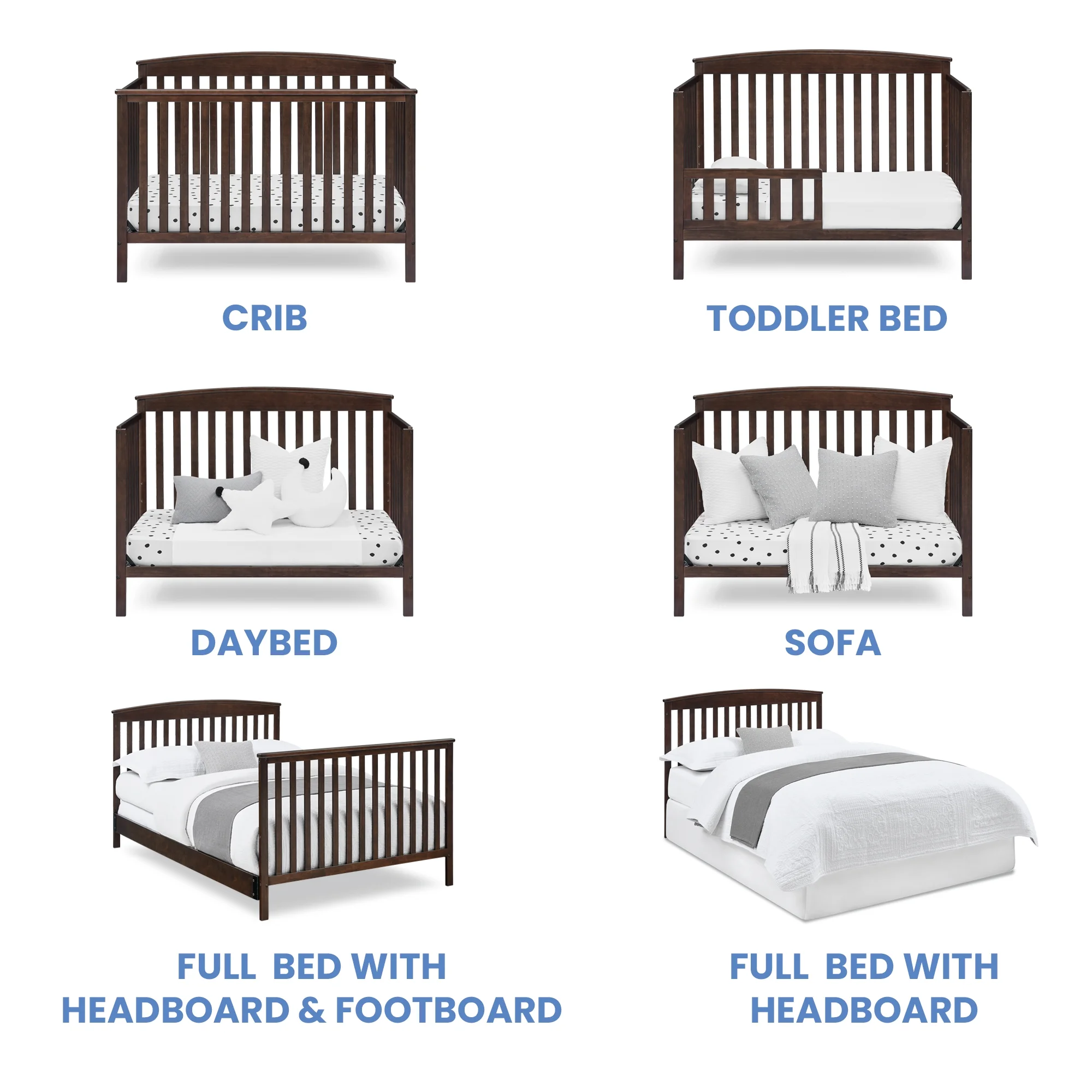 Delta Children Hanover 6-in-1 Convertible Baby Crib, Walnut Espresso