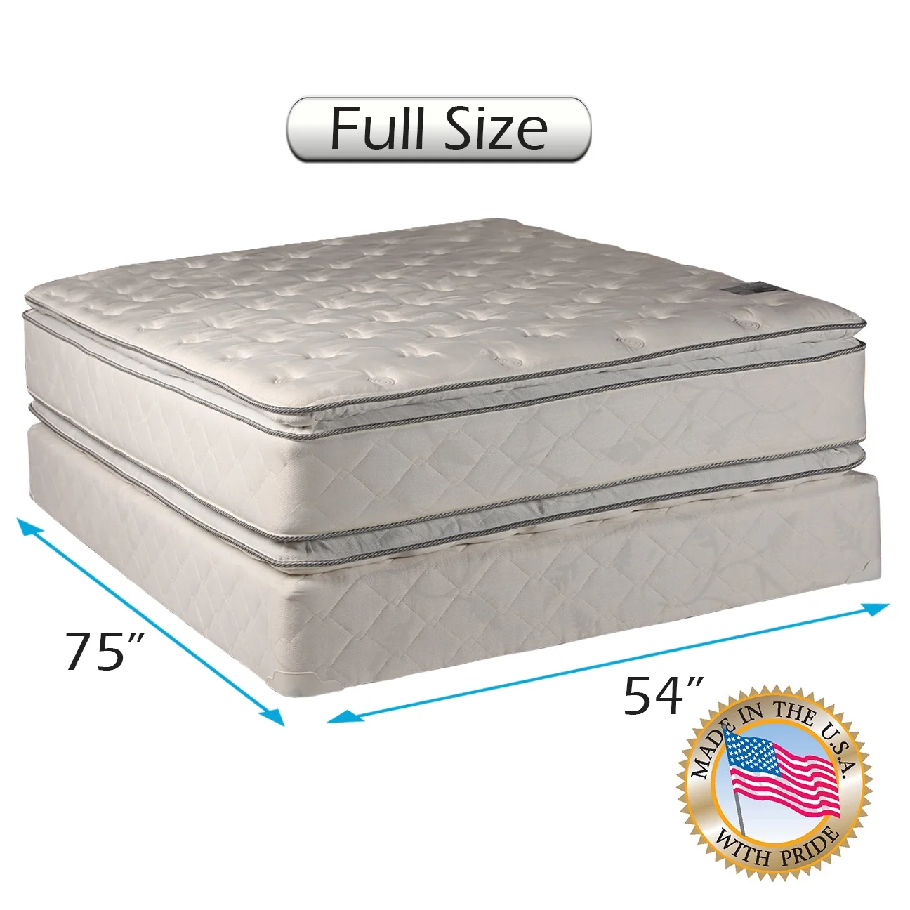 Dream Solutions Pillow Top Mattress and Box Spring Set (Full 54