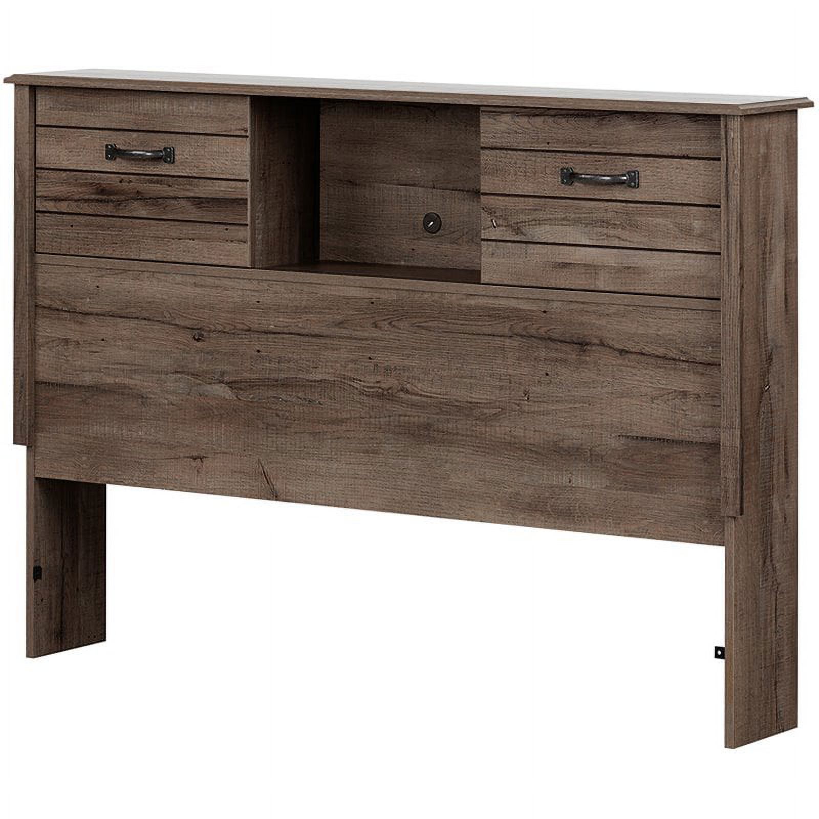 Bowery Hill Traditional Wood Full Bookcase Headboard in Fall Oak