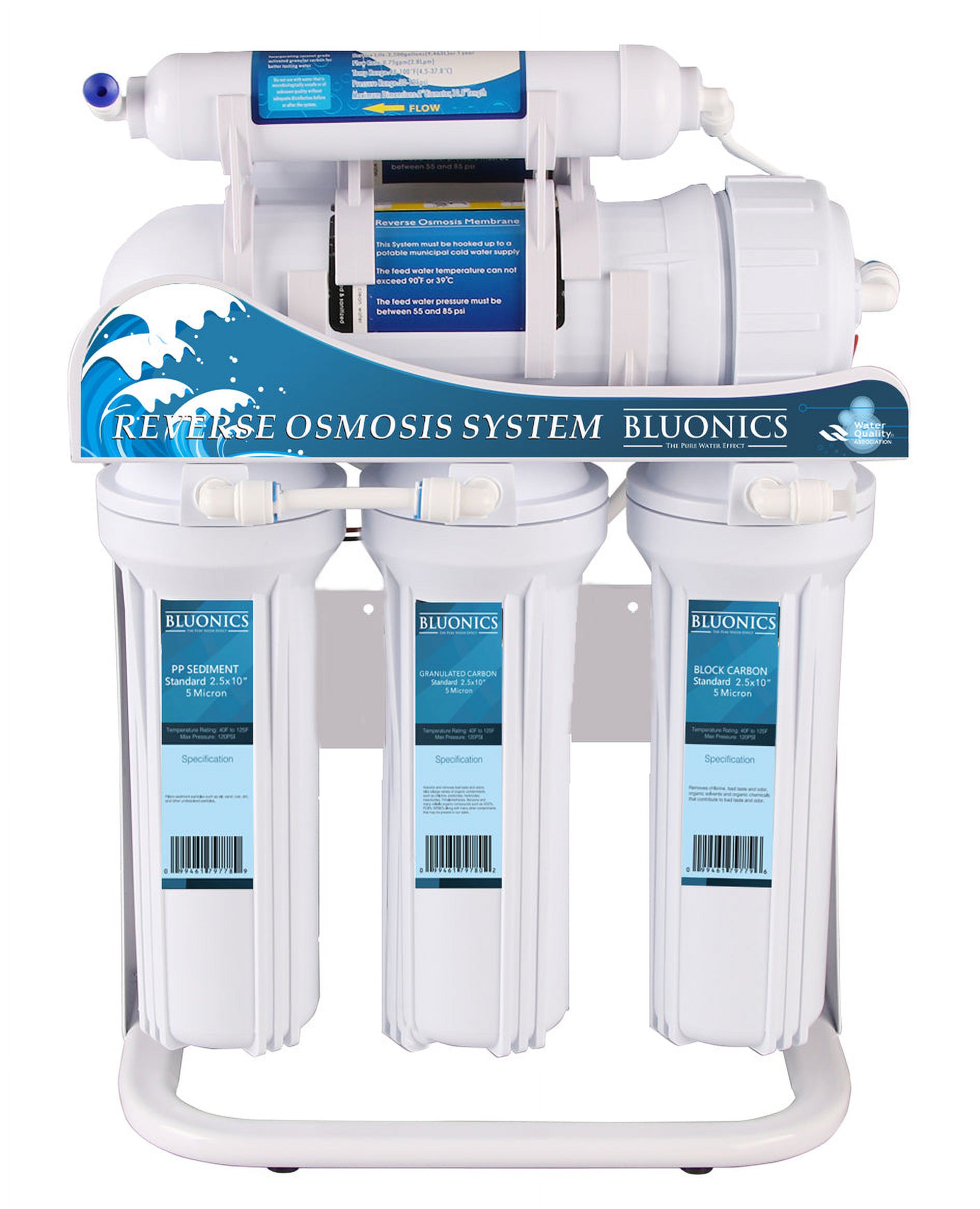 Bluonics 400GPD Tankless 5 Stage Reverse Osmosis Drinking Water Under Sink RO Home & Commercial Purifier Treat Virus and Bacteria with Stand