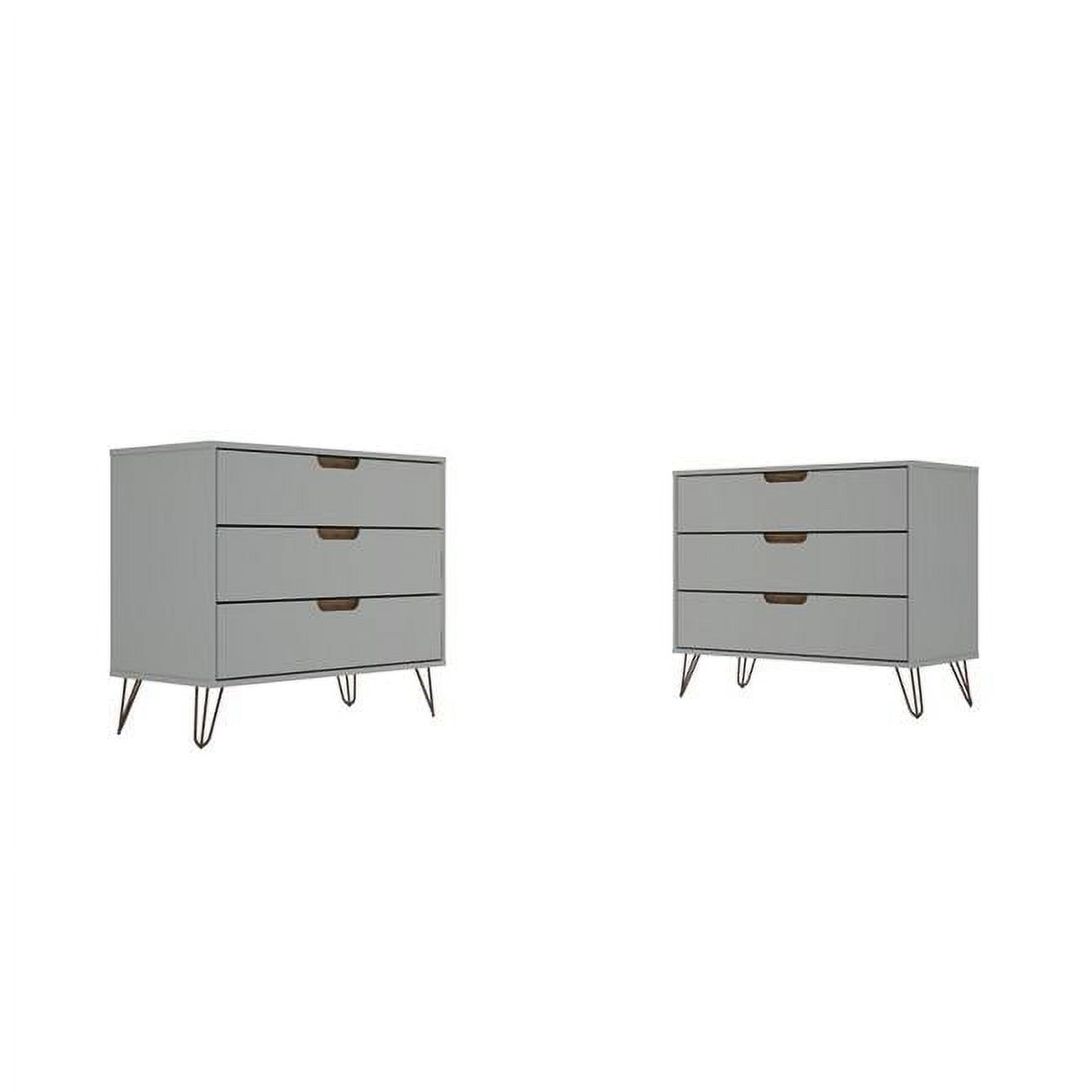 Rockefeller 3-Drawer Off White & Nature Dresser, 28.86 x 35.24 x 17.52 in. - Set of 2