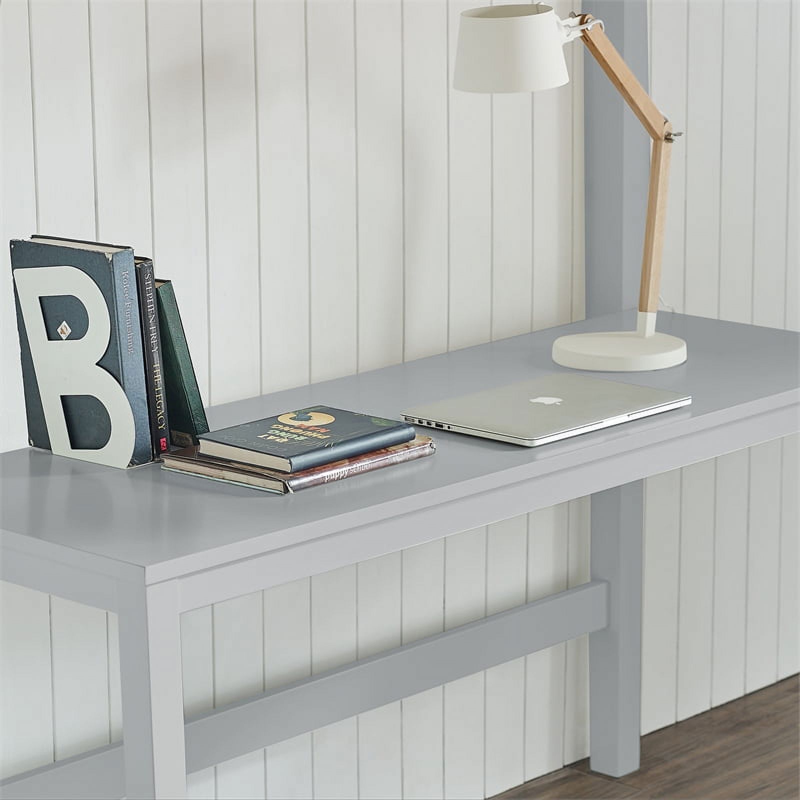 Rosebery Kids Caspian Wood Full Loft Bed with Chair & Hanging Nightstand in Gray