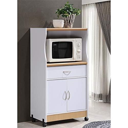 Microwave Kitchen Cart In White