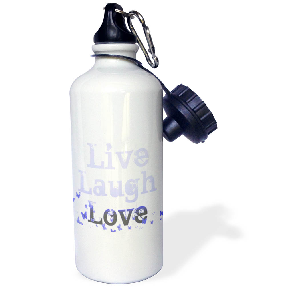 Live, Laugh, Love Purple Butterflies- Inspirational Words 21 oz Sports Water Bottle wb-37961-1