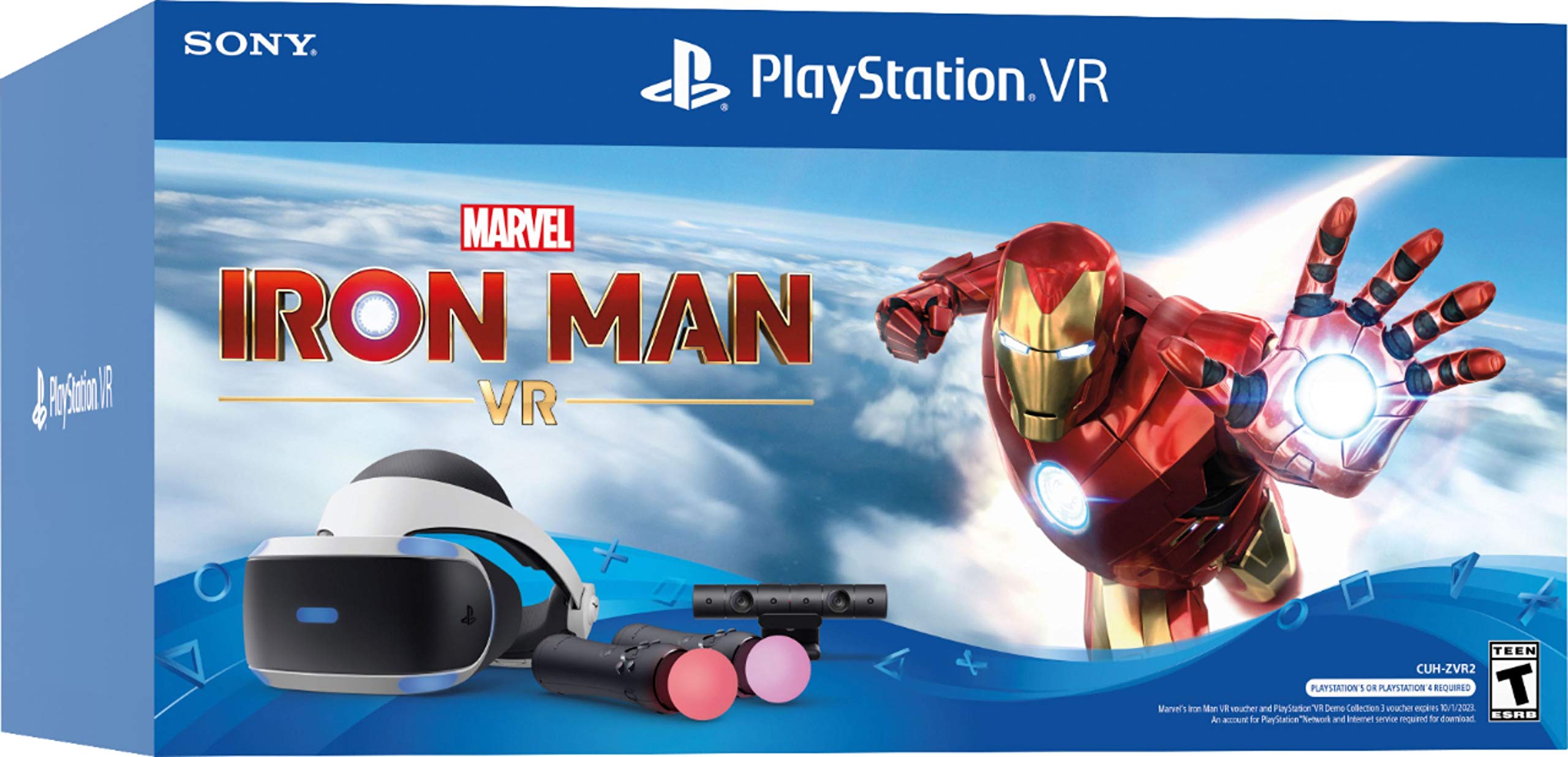Newest Playstation VR Iron Man, Compatible with PS4 & PS5: VR Headset, Camera, Move Motion Controllers, Iron Man + Marxsol PS4 Controller Fast Charging Dock Bundle