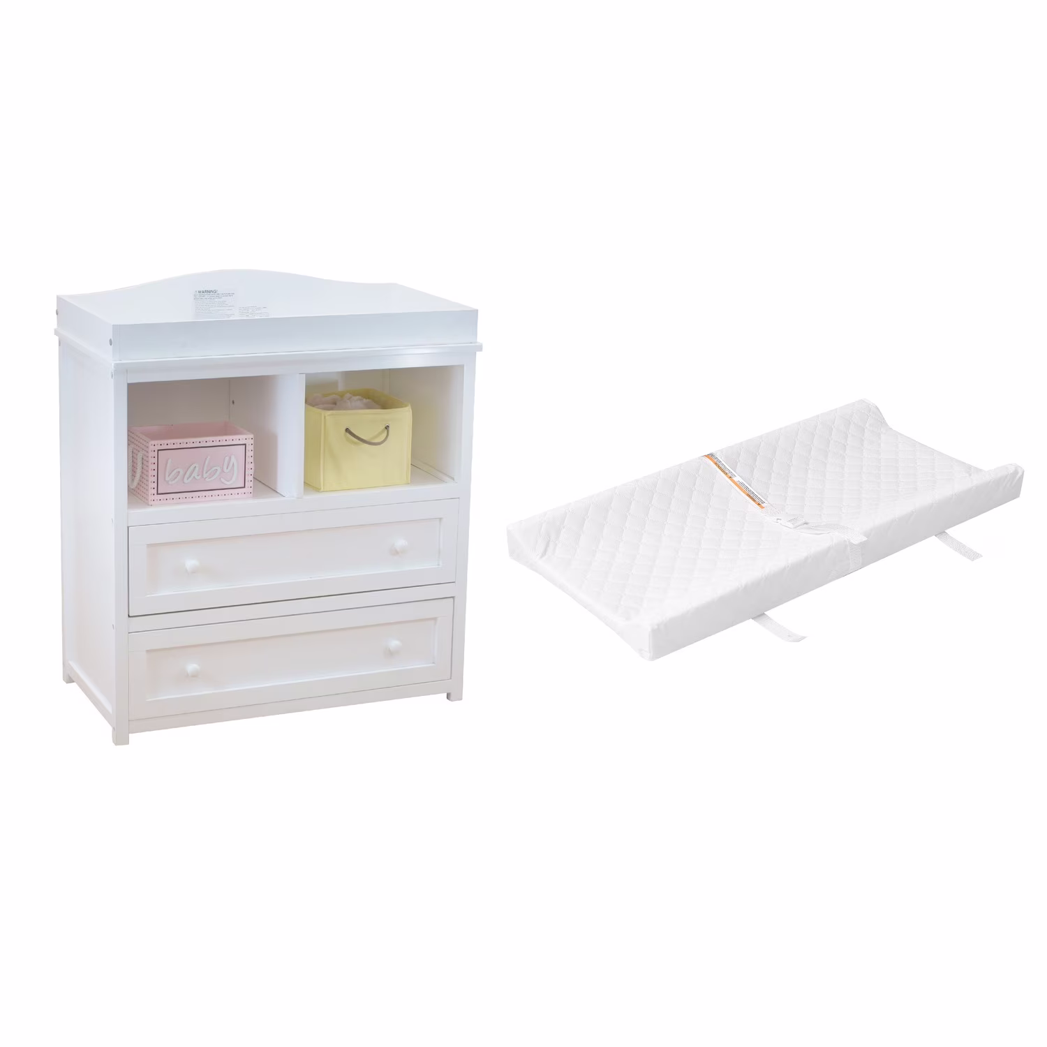AFG Baby Furniture Leila 2-Drawer Changing Table White with Contoured Changing Pad