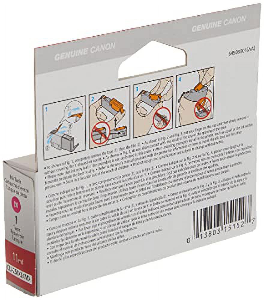 Canon CLI-251XL Magenta Compatible to iP7220,iX6820,MG5420,MG5520/MG6420,MG5620/MG6620,MX922/MX722,iP8720,MG6320,MG7120,MG7520 Printers