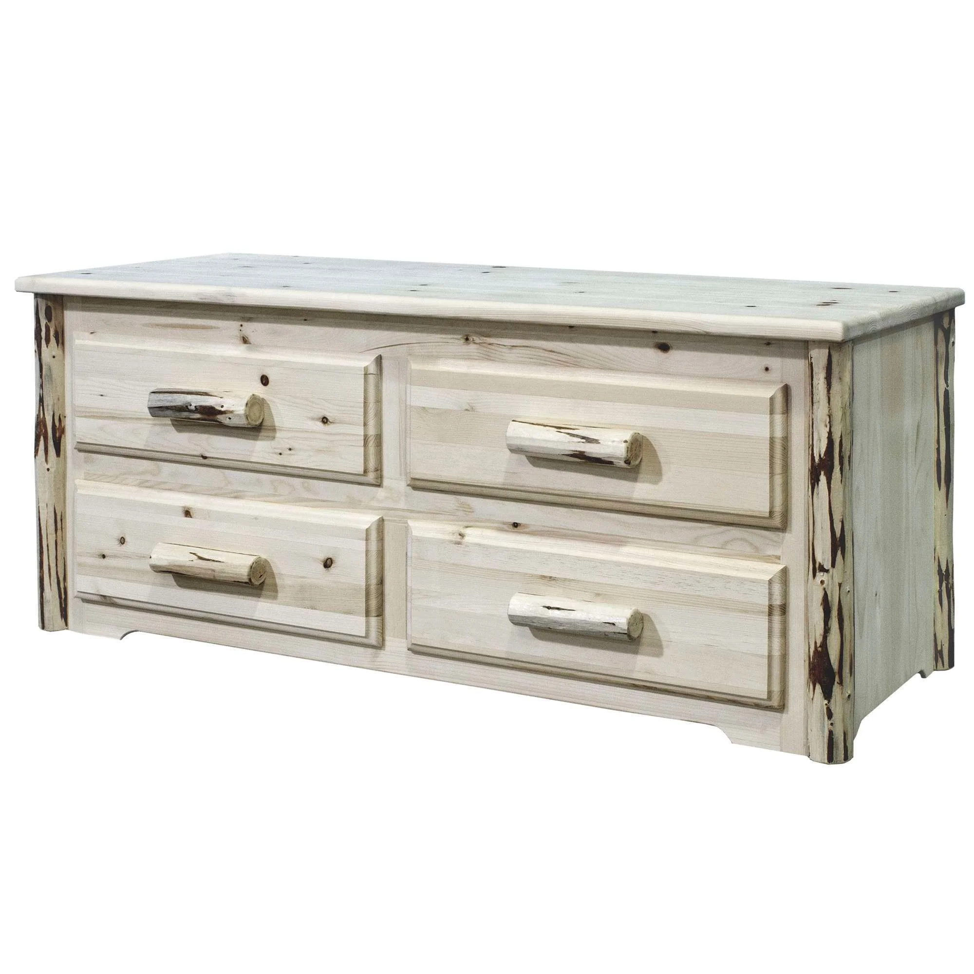 Montana Collection 4 Drawer Sitting Chest, Clear Lacquer Finish