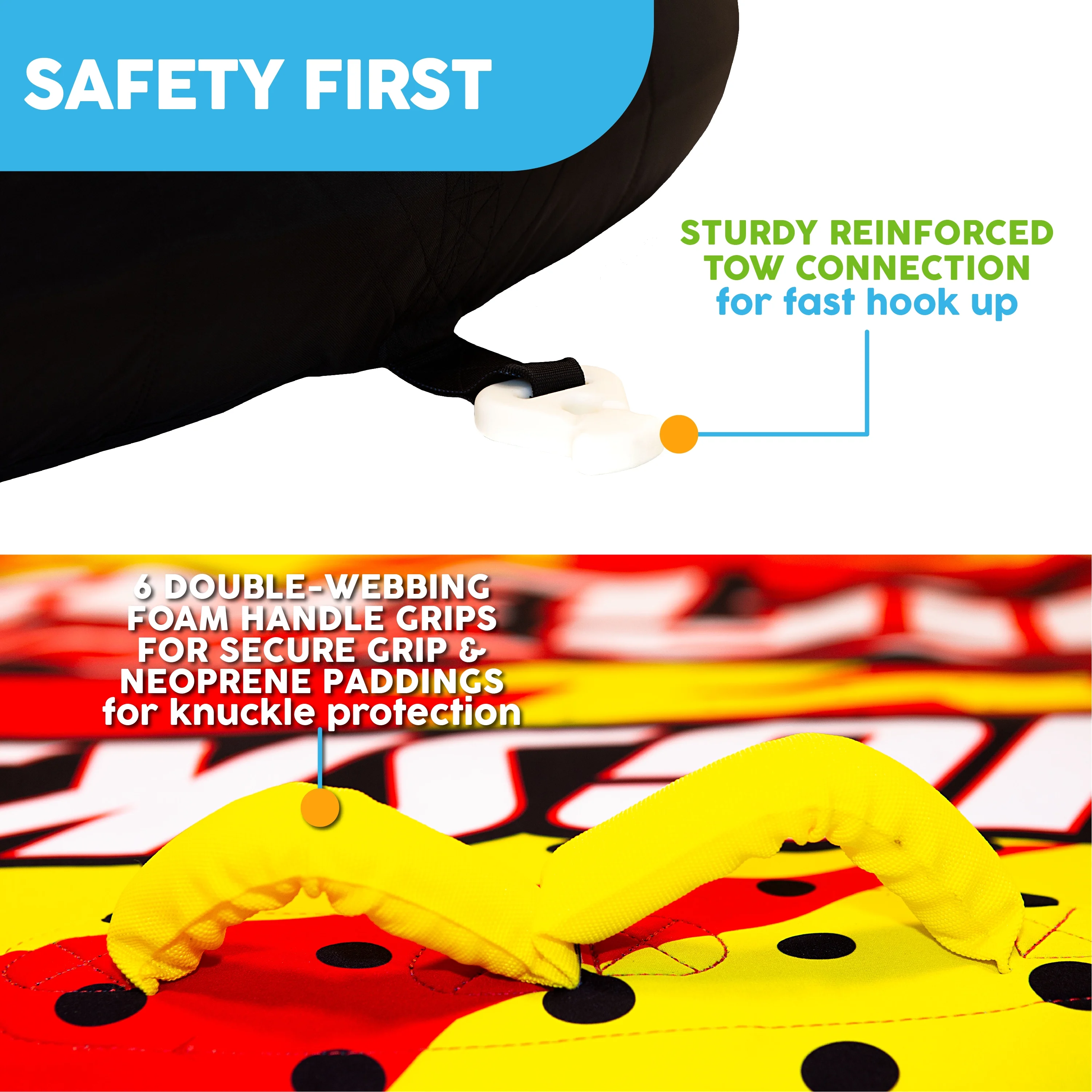 Big Sky Whiplash Inflatable Waterskiing Towable Tube with 4 Seats