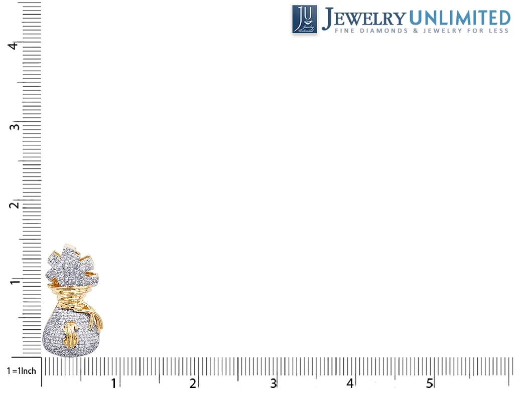 Money Bag Diamond Pendant 10K Yellow Gold 1.0CT 1.4