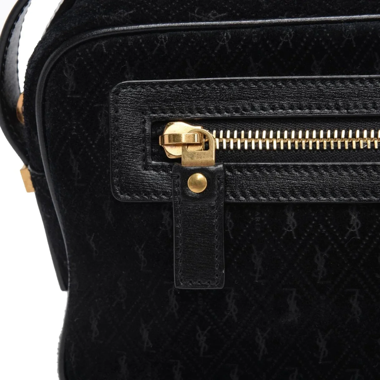 New Saint Laurent YSL King Palm Suede Monogram Black Camera Bag 568608