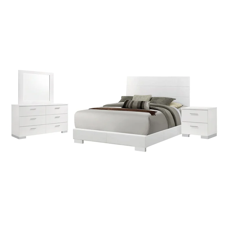 Felicity 4-piece California King Bedroom Set Glossy White