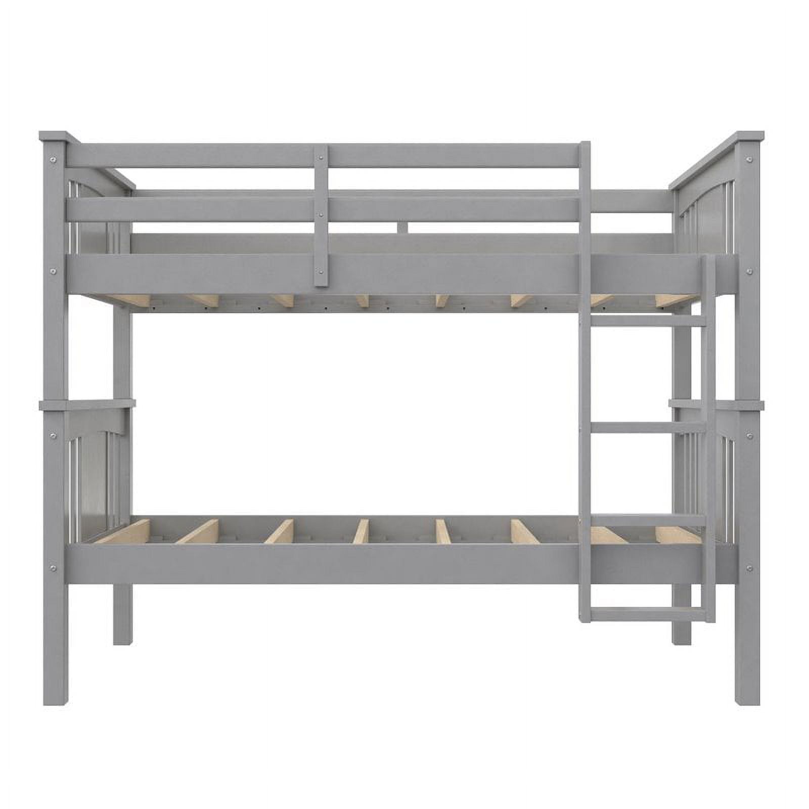 Pemberly Row Modern Twin Over Twin Wood Bunk Bed for Kids in Gray