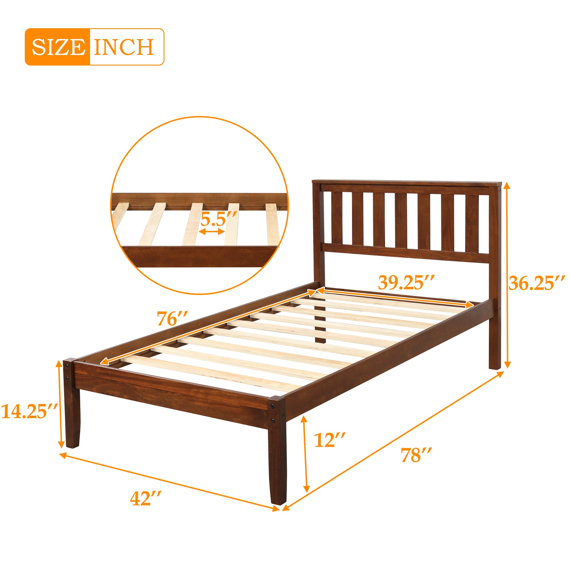 Walnut Dreamwood Twin Bed