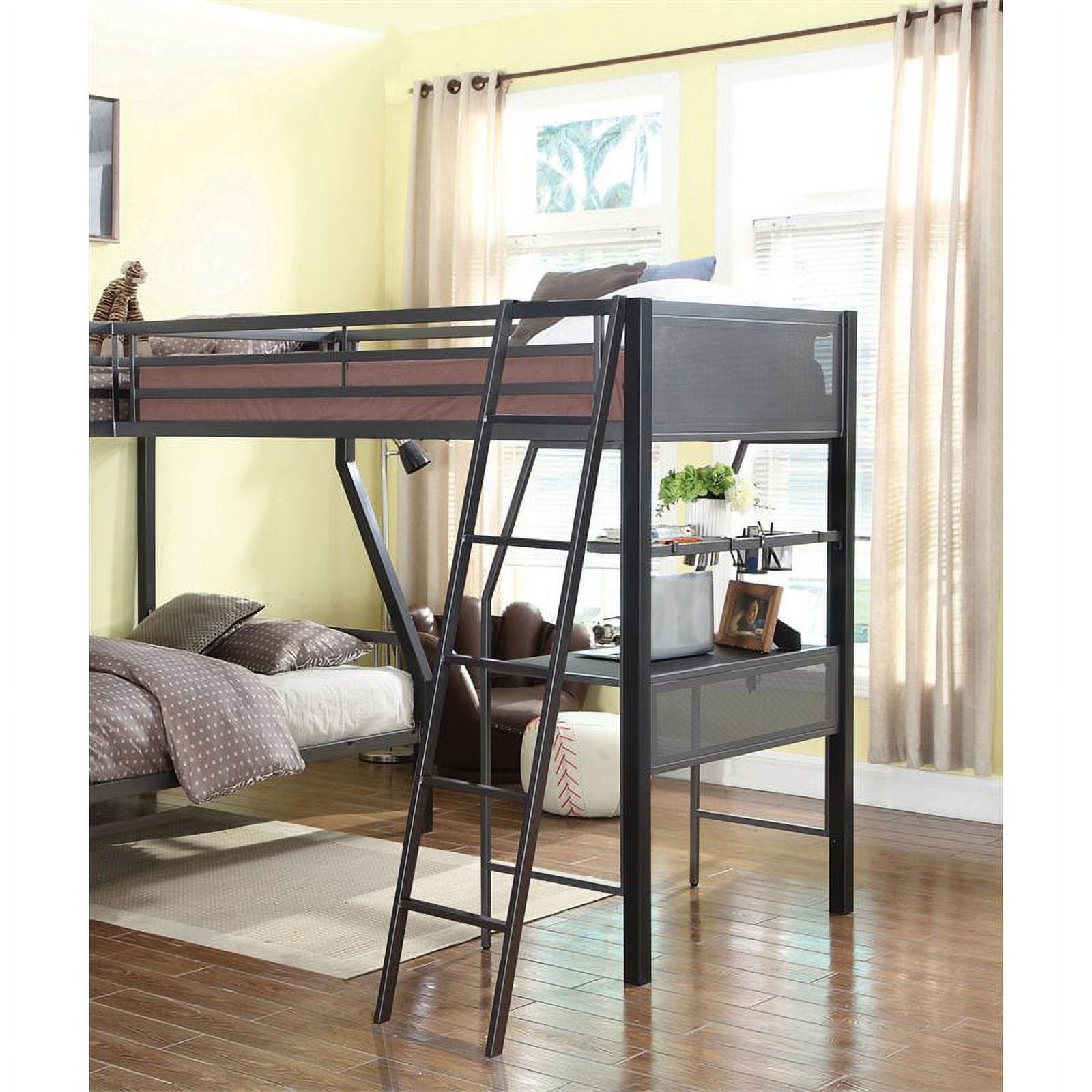 Meyers 2-piece Metal Twin Over Full Bunk Bed Set Black and Gunmetal