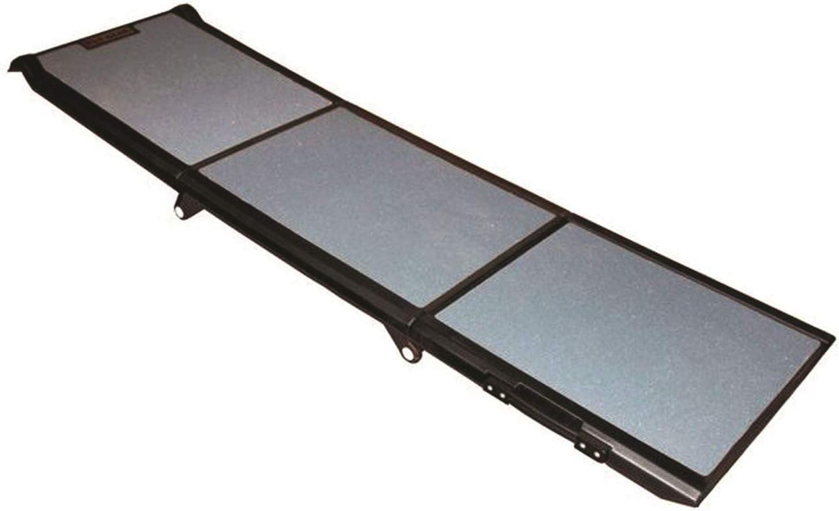 Ramp 71 Inch Long Extra Wide Portable Pet Ramp For Dogs/Cats Up To 200Lbs, Patented Compact/Easy Fold With Safety Tether, Black/Gray, Not Carpeted, Extra Wide, Tri Fold, (PG9300DR)