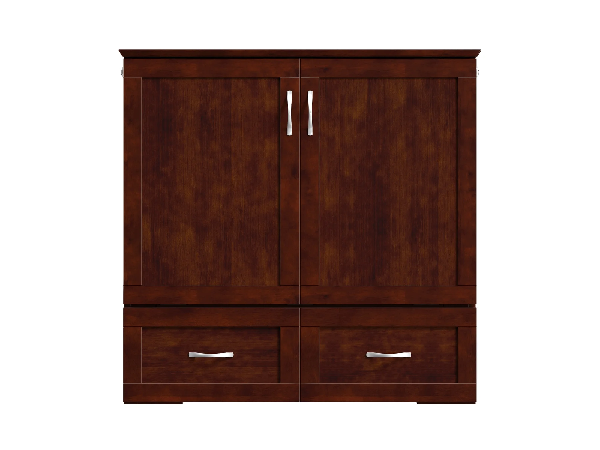 AFI Hamilton Twin XL Solid Wood Murphy Bed Chest with Mattress, Drawer and Charger, Walnut