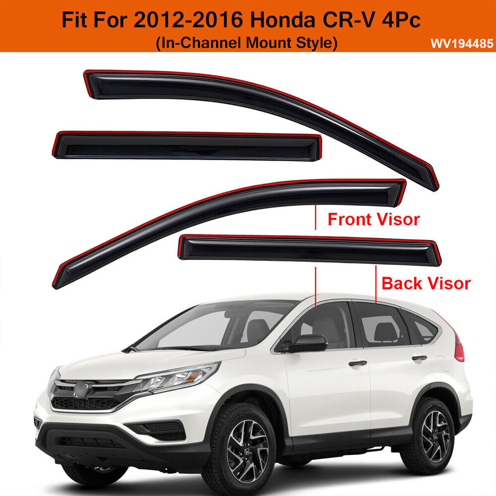 For 2012-2016 Honda CRV In-Channel Smoke Window Vent Visor Shade Sun Rain Guard US