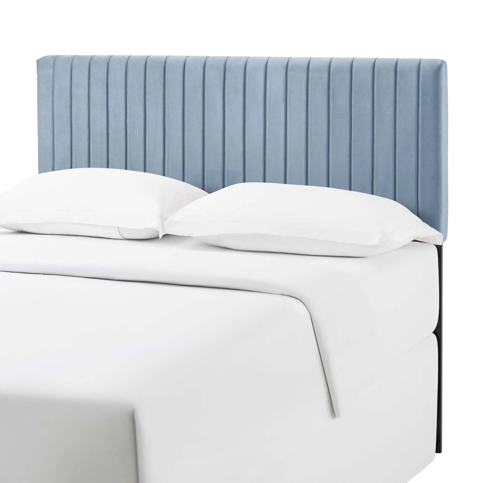Contemporary Modern Urban Designer Bedroom King Size Headbaord, Velvet Fabric, Light Blue